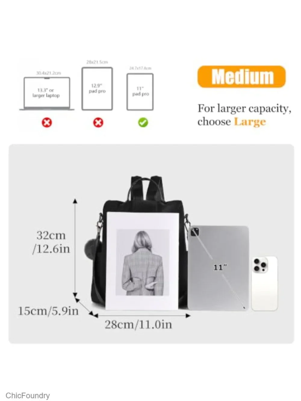 Women's Waterproof Anti-Theft Backpack Rucksack Lightweight Shoulder Bag